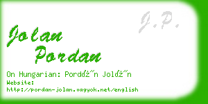 jolan pordan business card
